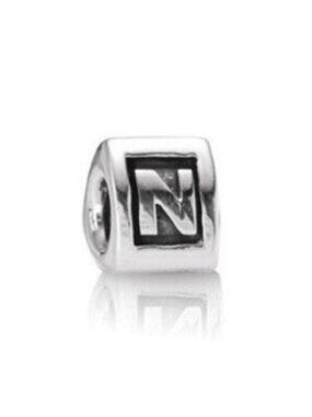 Pandora Letter N Alphabet Triangular Charm 925 Sterling Silver 790323N